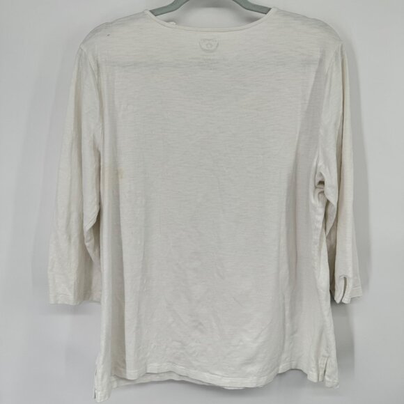 chico's 3 zenergy Womans White Long Sleeve Top Gold Foil Palm Print size XL - Picture 5 of 8